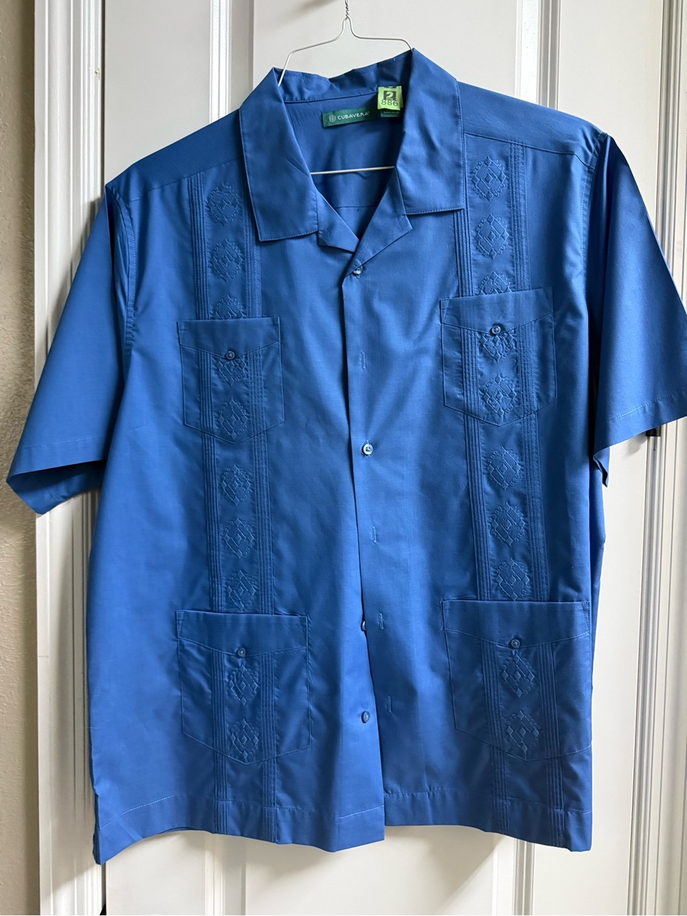 Classic Men’s Blue Guayabera Shirt by Cubabera size eeg (extra extra grande) 2xl